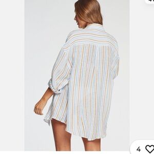 Vitamin a playa linen striped button down shirt